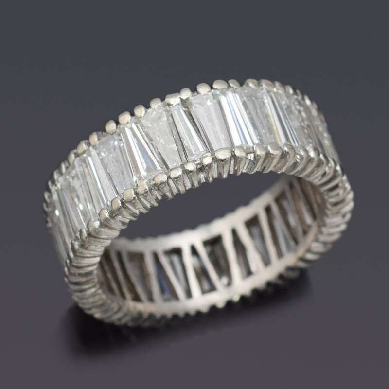 Vintage Platinum 5.40 TCW Diamond Baguette Eternity Band Ring