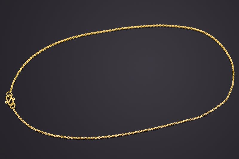 Vintage 24K Yellow Gold Rolo Link Chain Necklace 1.5 mm 4.0 Grams 15 Inches
