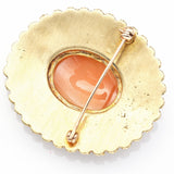 Antique 14K Yellow Gold Cameo & Blue Enamel Oval Brooch Pin