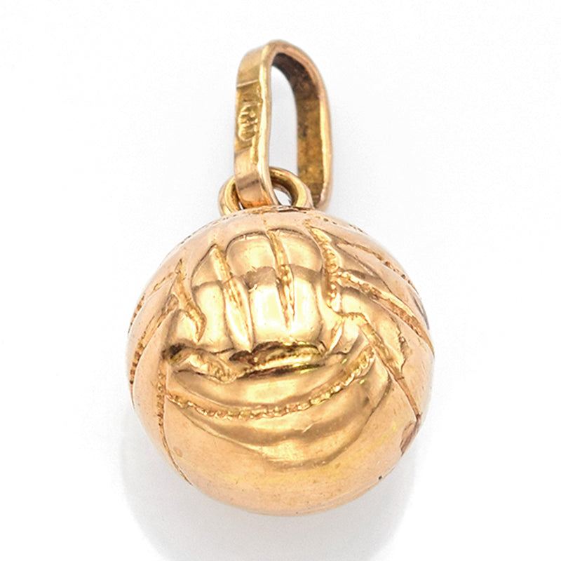 Vintage 14K Yellow Gold Volleyball Sports Charm Pendant