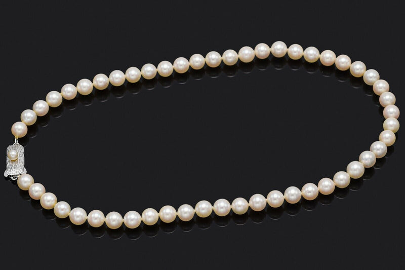 Vintage Mikimoto Sterling Silver Sea Pearl Beaded Strand Necklace + Box 26.2 Gr