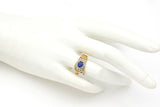 Vintage 14K Yellow Gold 1.09 Ct Sapphire & 0.38 TCW Diamond Band Ring Size 7