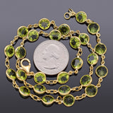 Estate 18K Yellow Gold Peridot Round Link Necklace + Box 22.5G 18.5 Inches