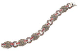 Vintage Judith Jack Sterling Silver Garnet & Marcasite Link Bracelet 16 mm