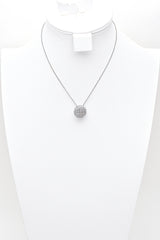 Estate 18K White Gold 3.06 TCW Diamond Circle Pendant Slider Necklace