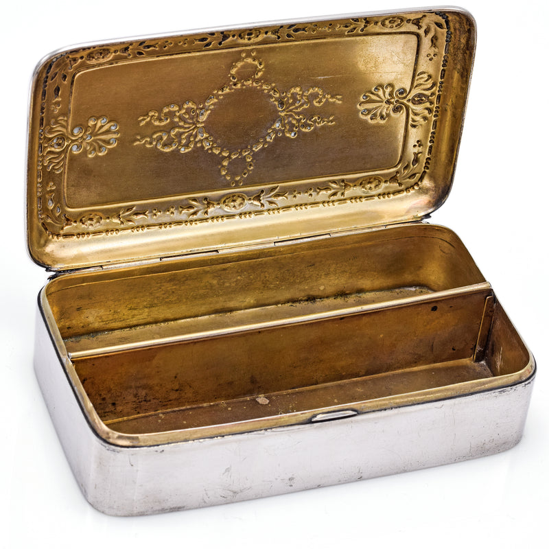 Antique Victorian Sterling Silver Etched Cigar Case Holder Box
