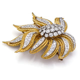 Vintage 18K Yellow Gold & Platinum 6.05TCW Diamond Floral Brooch Pin