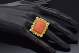 Katy Briscoe 18K Yellow Gold Red Coral & 0.56 TCW Diamond Cocktail Ring
