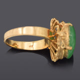 Vintage 18K Yellow Gold 5.08 Ct Green Jade Cocktail Ring