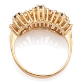 Vintage 14K Yellow Gold Sapphire & 0.54 TCW Diamond Floral Band Ring