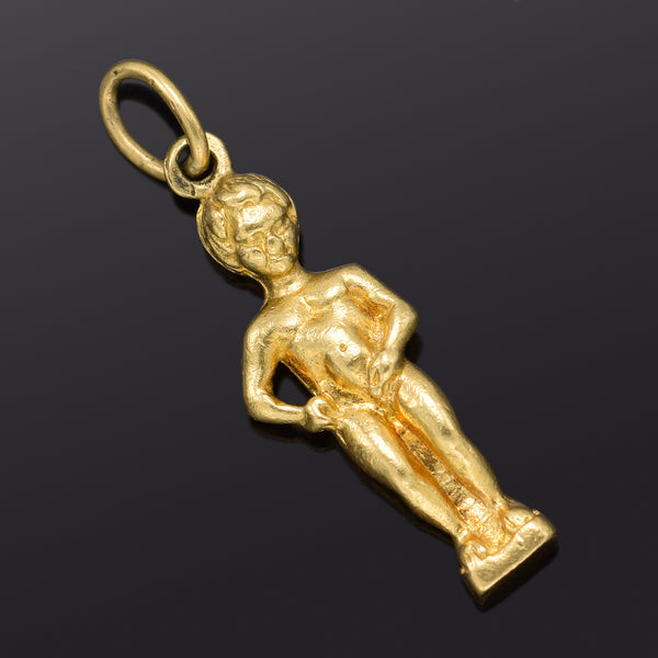 Vintage 14K Yellow Gold Manneken Pis Dutch Statue Charm Pendant 2.8 Grams