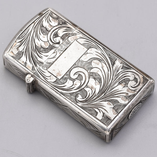 Vintage Peruzzi Florence 800 Silver Floral Etched Match Lighter Case Box