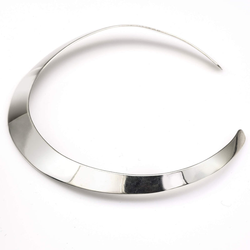 Vintage Sterling Silver Flat Collar Choker Necklace