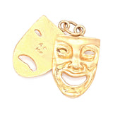 Vintage 14K Yellow Gold Comedy Tragedy Mask Drama Acting Charm Pendant