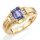 Vintage 14K Yellow Gold Tanzanite & Diamond Band Ring