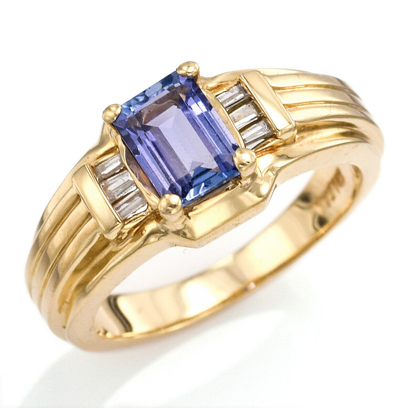Vintage 14K Yellow Gold Tanzanite & Diamond Band Ring
