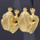 Barry Kieselstein-Cord 1998 18K Yellow Gold Diamond Frog Clip-On Drop Earrings