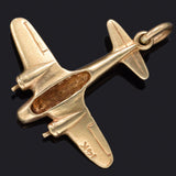 Vintage 14K Yellow Gold Airplane Charm Pendant 2.2 Grams