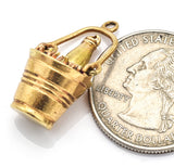 Vintage 14K Yellow Gold Ruby Champagne Wine Bucket Charm Pendant