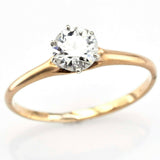 Vintage 14K Yellow Gold 0.77 Ct Diamond Round Solitaire Band Ring