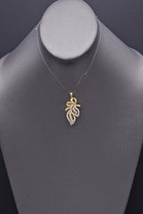 Vintage 18K Yellow Gold 1.85 TCW Diamond Leaf Pendant F/G VS