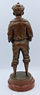 Superb Antique “Whistling Boy” Bronze by V Szczeblewski - Polish 1889