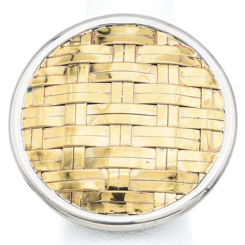 John Hardy Sterling Silver & 22K Yellow Gold Bedeg Basketweave Cocktail Ring