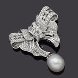 Vintage 18K Gold Sea Pearl & 3.28 TCW Diamond Interchangeable Brooch Pendant