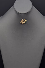 Vintage 14K Yellow Gold Sea Pearl and Sapphire Whale Earrings & Brooch Pin Set
