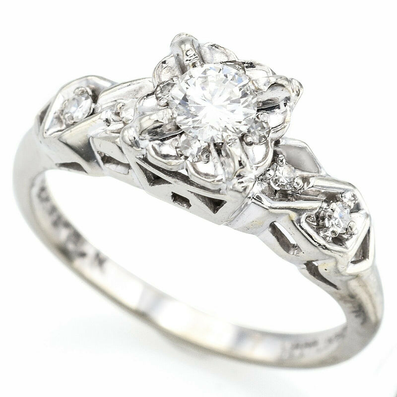 Vintage 14K White Gold 0.25 Ct Diamond Band Ring E/F VS-1