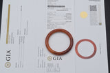 GIA Certified Translucent Brown-Orange Jadeite Jade Bangle Bracelet
