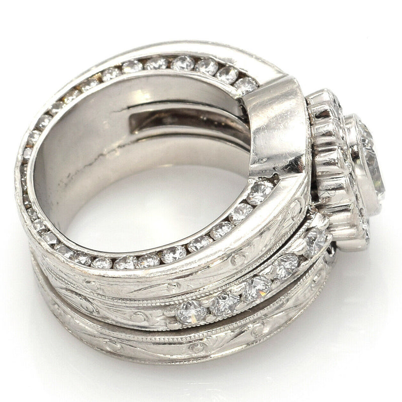 Vintage Platinum 2.69 TCW Diamond Soldered 3 Piece Ring Set 22.2 Grams Size 4