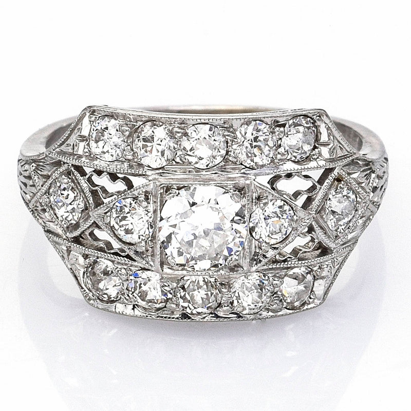 Antique Platinum 1.02 TCW Diamond Art Deco Band Ring G/H VS-1/2