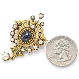 Antique Victorian 14K Gold Sea Pearl & Onyx Brooch Pin Pendant 11.6 Grams