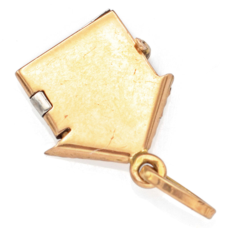 Vintage 18K Yellow & White Gold Openable House Heart Charm Pendant