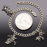 Vintage Sterling Silver Disney Characters Three Little Pigs Charm Bracelet 13.4G