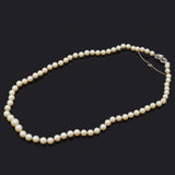Antique Platinum & 18K White Gold Sea Pearl & Diamond Beaded Strand Necklace