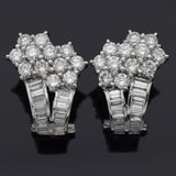 Vintage 18K White Gold 3.78 TCW Diamond Floral Omega Back Earrings
