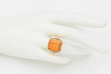 Vintage 18K Yellow Gold 12.80 Ct Mandarin Orange Sapphire Cocktail Ring