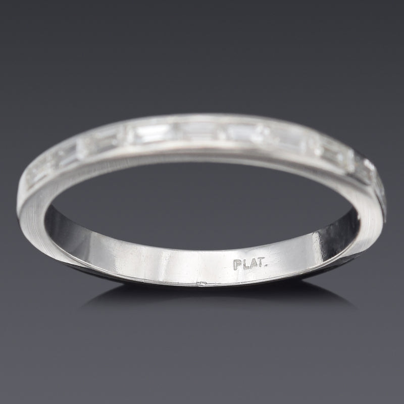 Antique Platinum 0.61 TCW Diamond Baguette Semi-Eternity Band Ring