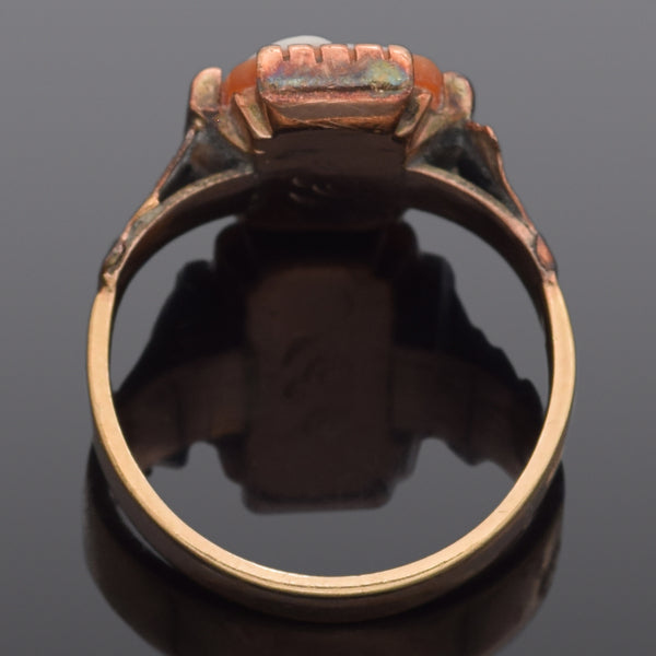 Antique 10K Yellow Gold Cameo Shell Cocktail Ring Size 5