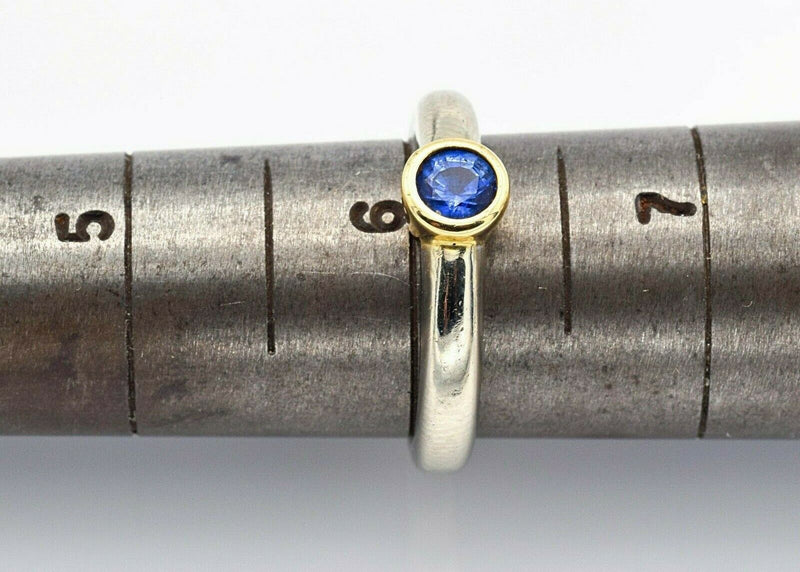 Estate 14K White And Yellow Gold Sapphire Ring