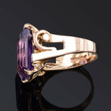 Antique 14K Gold 12.31 Ct Amethyst, Ruby & Diamond Cocktail Ring