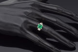 Vintage 14K Yellow Gold 1.65 Ct Emerald & Diamond Band Ring 3.2 Grams Size 5.5