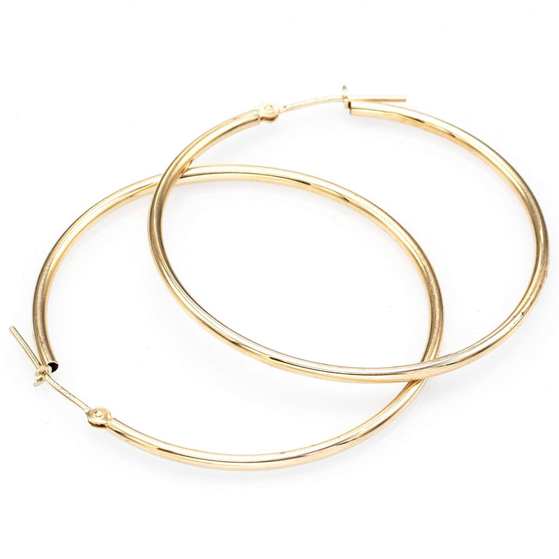 Estate 14K Yellow Gold 1.5 mm Hoop Earrings 37.0 x 36.5 mm