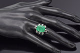 Vintage 14K White Gold 8.38 Ct Emerald & 0.64 TCW Diamond Cocktail Ring 12.7G