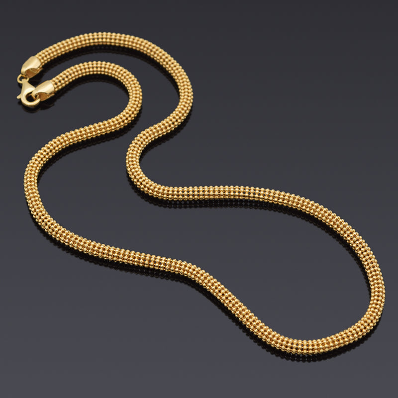Vintage B&M Italy 14K Yellow Gold 4 mm Popcorn Chain Necklace 18 Inches