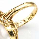 Vintage 18K Yellow Gold Mabe Pearl & 0.55 TCW Diamond Cocktail Ring