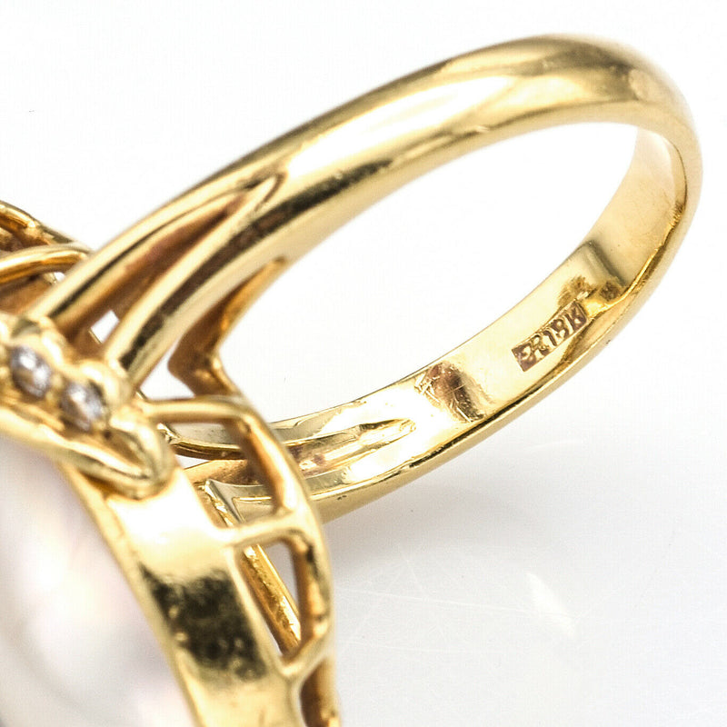 Vintage 18K Yellow Gold Mabe Pearl & 0.55 TCW Diamond Cocktail Ring
