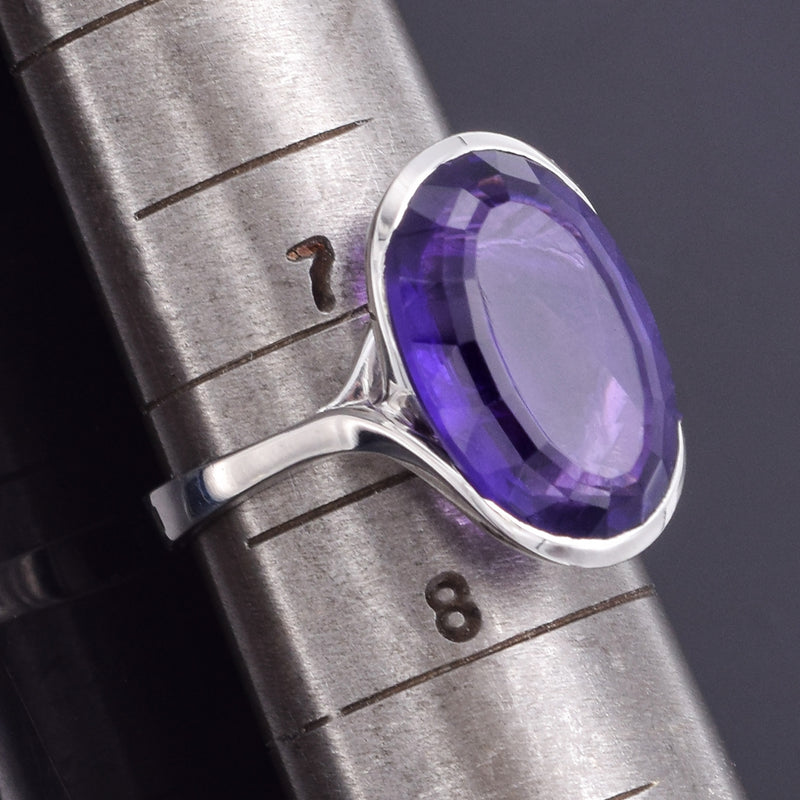 Vintage 18K White Gold 8.68 Ct Amethyst Cocktail Ring 7.7 Grams